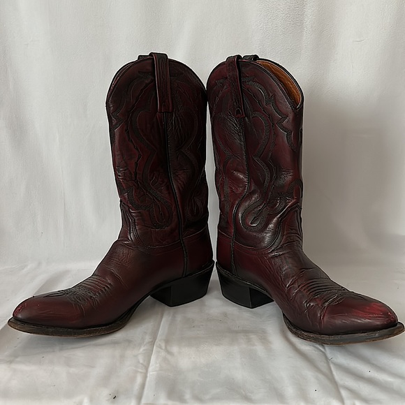 Lucchese 2000 Red Brown Men’s Leather Western Cowboy Boots Shoes **Size 9.5** - Picture 5 of 13